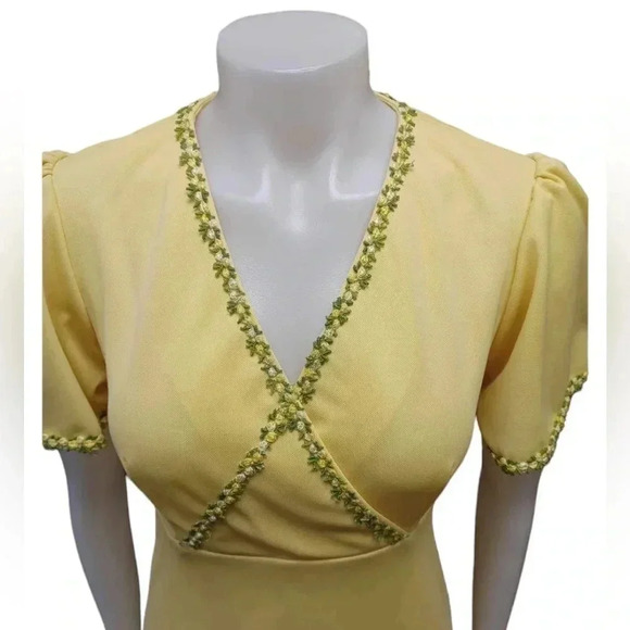 Jolies Junior Yellow & Green Vintage  Maxi Dress Size 13 - Picture 4 of 8